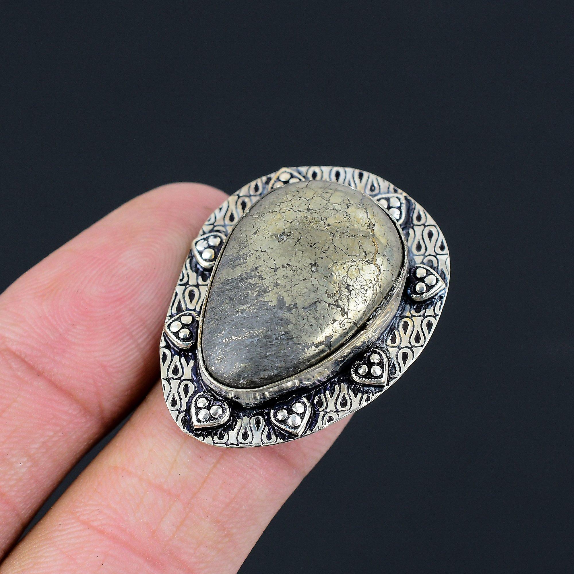 Solar Chakra Pyrite Gemstone Promise New Ring Jewelry 925 Sterling Silver US 6.5 6.5