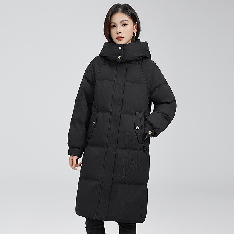 Genuine brand down jacket women's medium and long models, extremely cold and super thick winter new models, over-knee long hooded thickened winter jac