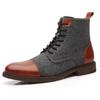 Herren Outdoor High Top Sneaker Mischfarbe Dicke Sohle Ritterstiefel Herbst Winter Lässige Lederstiefel Mode Herren Stiefeletten