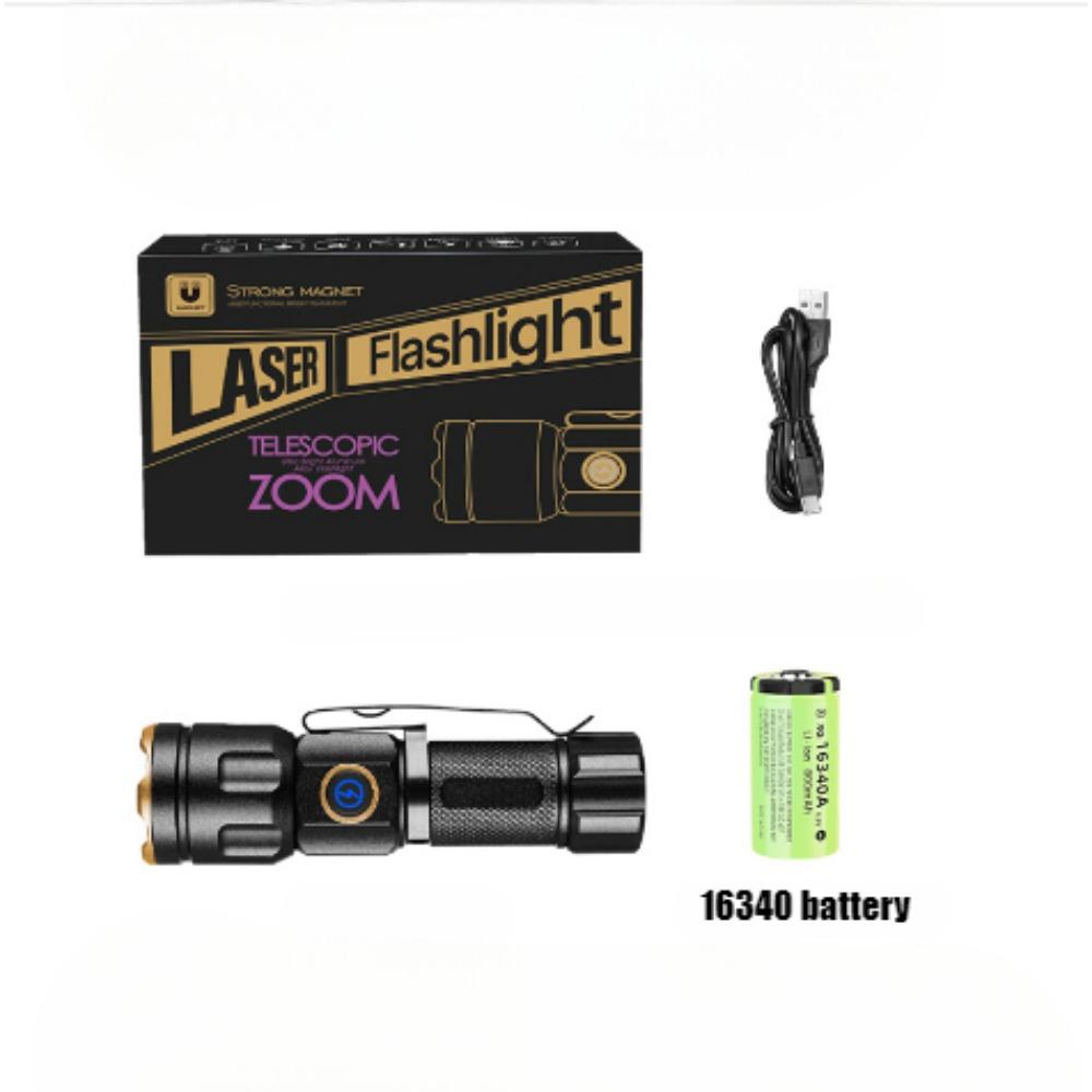 Mini Flashlight High Power Rechargeable LED Flashlight Waterpoof 16340 Battery Torch 3000LM Tactical Lantern Multi Functional Zoom Mini Flashlight
