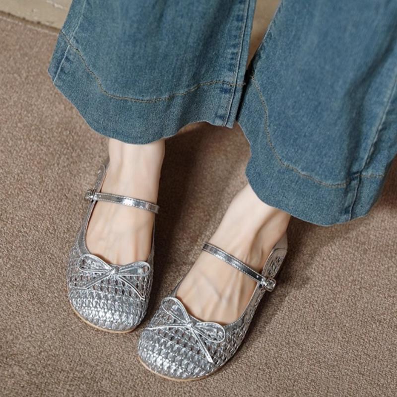 Fashion Luxury Beach Women Sandals Mary Janes Fashion Comfortable Soft Low Heels Shoes 2025 Summer Trendy Elegant Bow Women Shoes