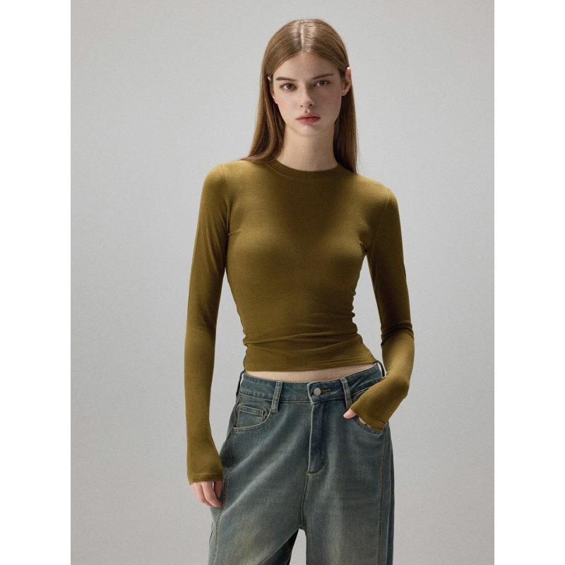 2025 Spring/Autumn Slim-fit Long-sleeve Elastic Base Layer T-shirt