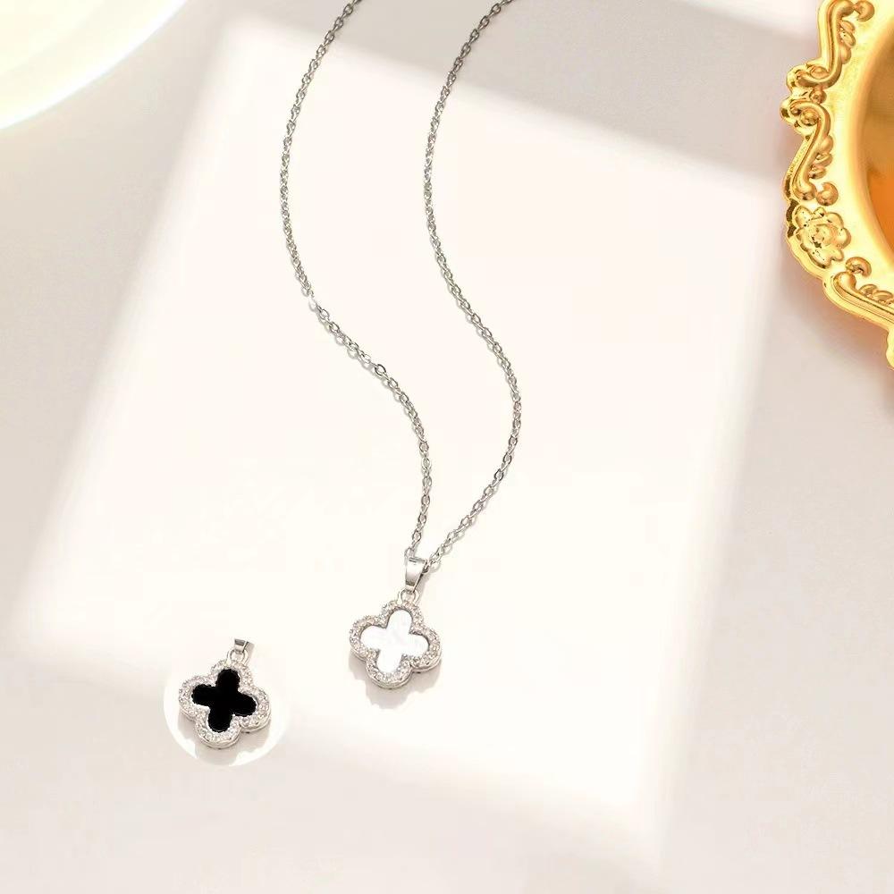 Four Leaf Clover Titanium Steel Necklace Women Double Sided Design Chain Bone Chain 18k Necklace Women