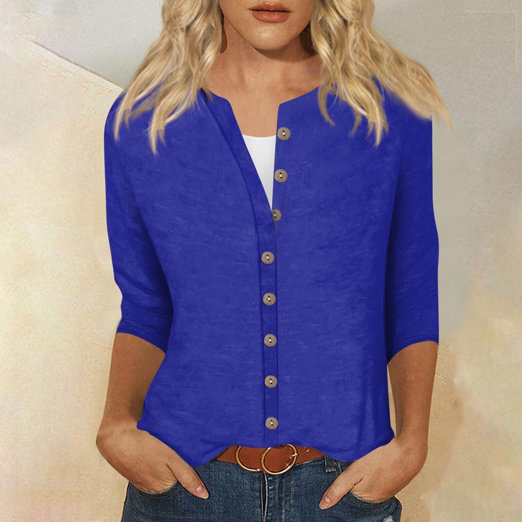 T-shirt ample à imprimé à manches 3/4 et col rond pour femme