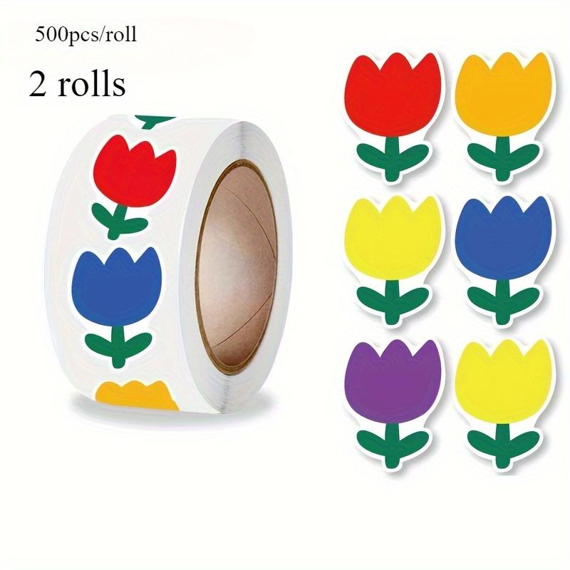

2 Rolls/4 Rolls of Colorful Flower Reward Stickers Labels for Office Stationery Gift Envelopes & Craft Decorations Light Grey
