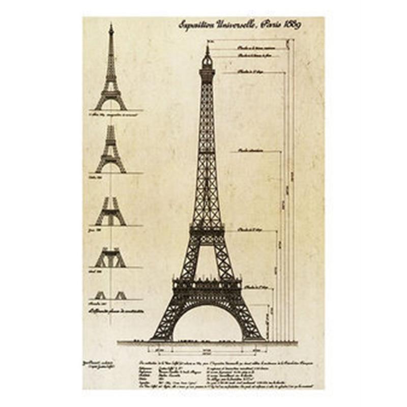 Triptiek Retro Amerikaans Vrijheidsbeeld Canvas Schilderij Muurposter Parijs Eiffeltoren Architectuur Tekeningen Woondecoratie