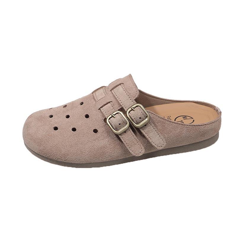 Summer flat-bottomed casual bag head hole shoes breathable half slippers women's shoes simple and versatile and comfortable one-pedal beach drag