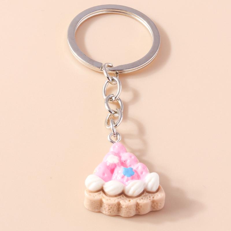 Cute Cartoon 3D Food Keychain Hamburg Cookies Chocolate Donut Key Ring for Car Key Holder Handbag Pendants DIY Kid's Gifts