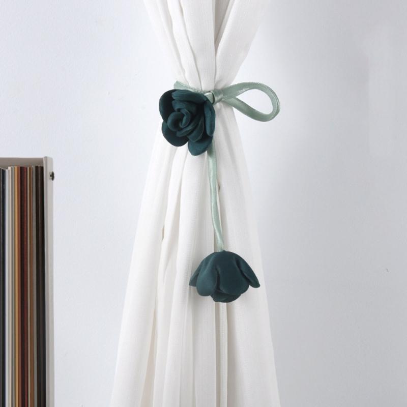 Flower Shape Curtain Holdbacks Polyester Fabric Multiple Color Option Simple Setup Window Decoration