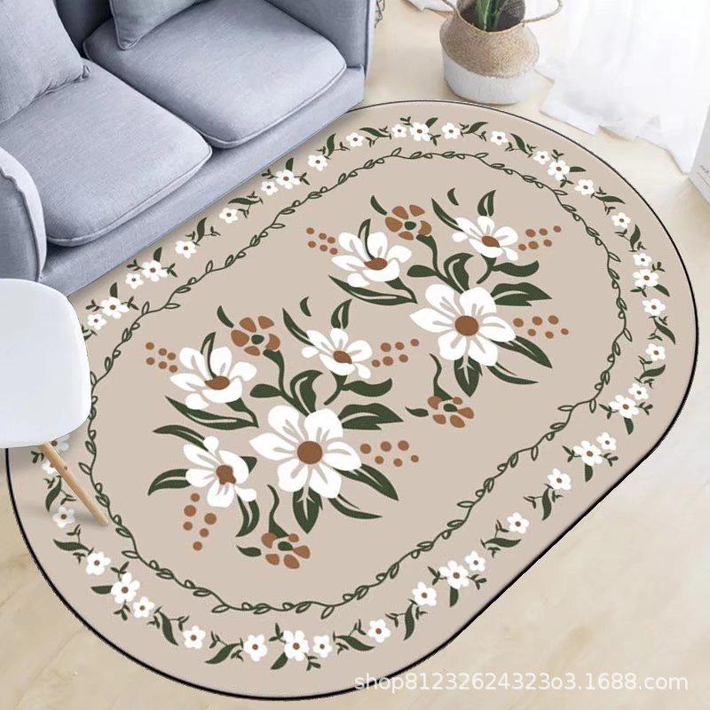 Oval Crystal Velvet Carpet for Living Room, Bedroom, and Coffee Table