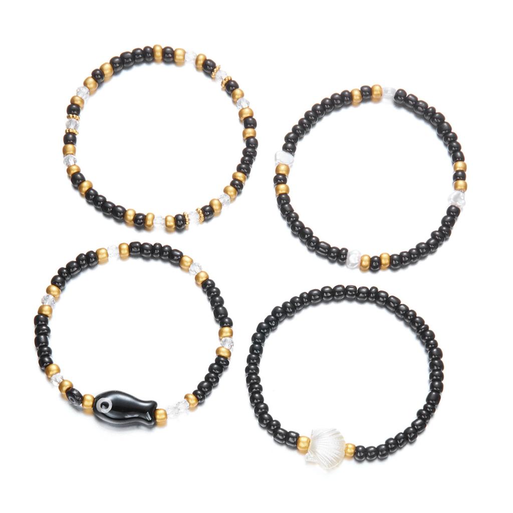 Dehnbare Muschelarmbänder Stapelbarer Strandschmuck Keramik-Fischperlen-Design Handgefertigt Sommer Armband Zubehör