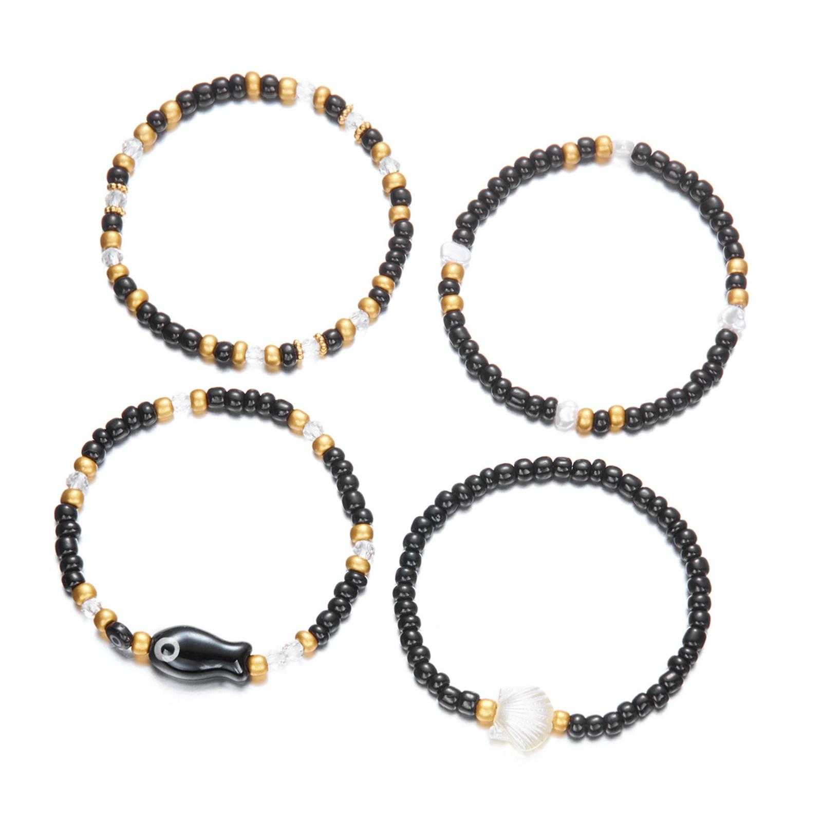 

Керамические браслеты ручной работы с бусинами в виде рыбок и акцентами из ракушек, летние пляжные украшения, наборы, тянущиеся, подарки для женщин A