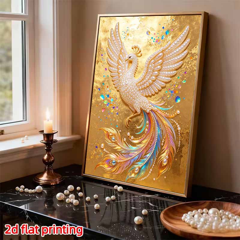 Golden Phoenix Pearl Painting 5D DIY Rhinestone Embroidery Handmade Art Decor Creative Gift for Home Interior Decoration