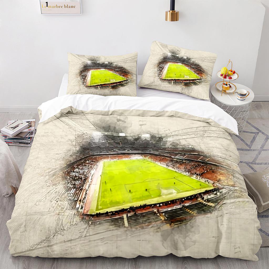 Soccer Duvet Cover Set Cool Special Effects Background for Player Kids Teen Boy Polyester Bedding Set King Size with Pillowcase