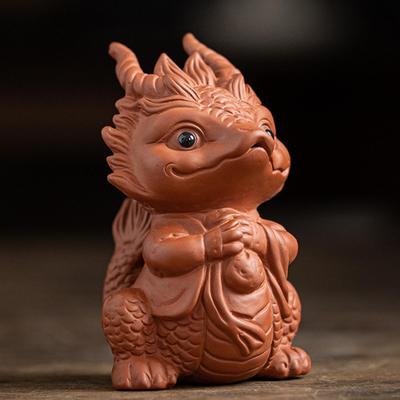 Chinese Dragon Tea Pet Miniature Statue Pixiu Sculpture Year Ornament for Table