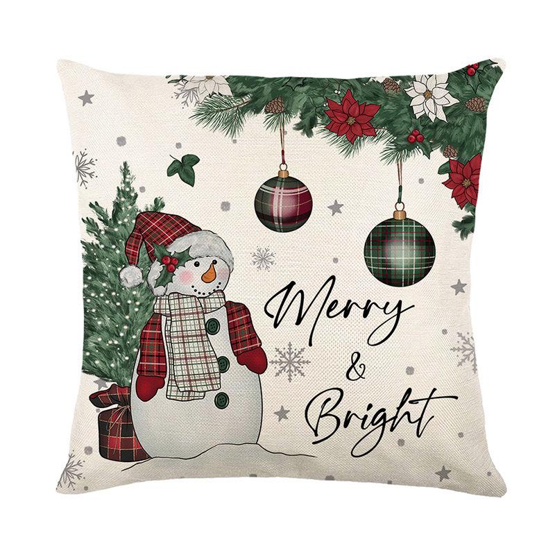 Christmas Pillowcase Decorative Linen Printed Porch Courtyard Sofa Home Decoration Pillowcase
