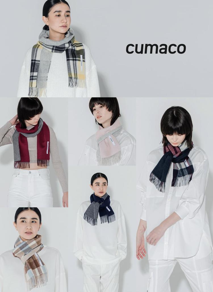 Sky Brown Cashmere Mini Check Brand Light [cumaco] 06. 100% Scarf, Pattern, Reversible, Unisex, Small, Compact, Name, Gift, Blue/Brown, C-C0011B-5053