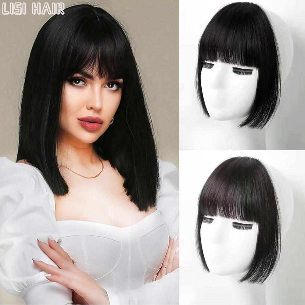 

MISS WIG Синтетическая воздушная челка Для укладки волос Заколка для волос Наращивание волос Длинные и широкие бакенбарды Натуральный зажим для парика с челкой 20cm
