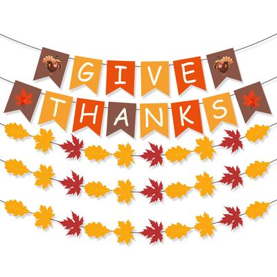 Thanksgiving Party Decoration La Flag Maple Leaf La Flower Fall Festival Party Banner Customization