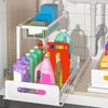 2 Tier Under Sink and Storage, Under Sink Organizer, Slide Out Pull Out Cabinet Organizer Shelf, Metal Sliding Drawer
