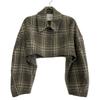 CLANE [Good Condition/23AW] 15104-0512 ROUND SLEEVE SHORT JACKET Check Short Jacket 2 BrownUsed