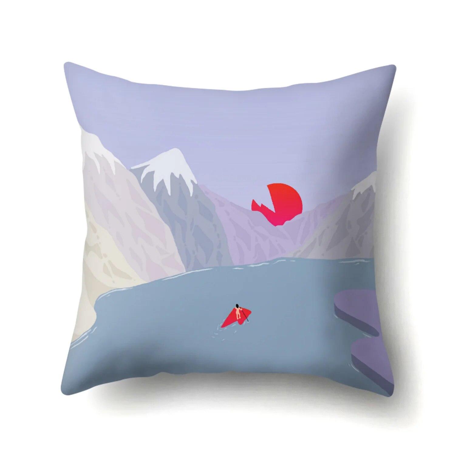 

Мультфильм злодей пейзаж наволочка офисная подушка чехол для гостиной талии 40x40cm