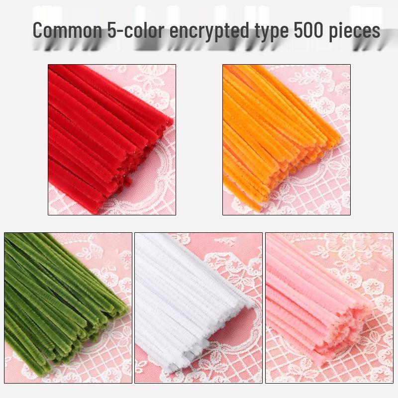 Thickened White Chenille Pipe Cleaners - Mixed Colors for DIY Bouquet Crafts