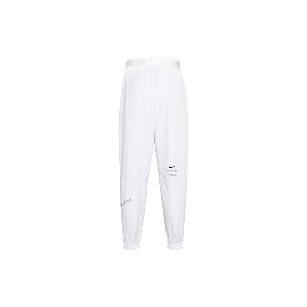 Nike Logo Print Sports Adjustable Waist Tapered Woven Pants Women Bottoms White DJ8997-100