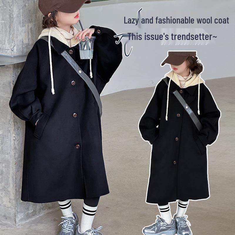 Mädchen 2025 Modischer Wollmantel - Verdickter Langer Stil für Herbst & Winter