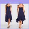 Fashion Summer Womens Sleeveless Vneck Dress With Irregular Printing And Strap Details