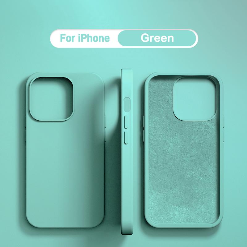 

Luxury Liquid Silicone Soft Case Protection For iPhone 15 14 13 12 11 Pro Max Plus Mini Protective Phone Accessories 7 8 XS XR X For iPhone 13 mini зелёный
