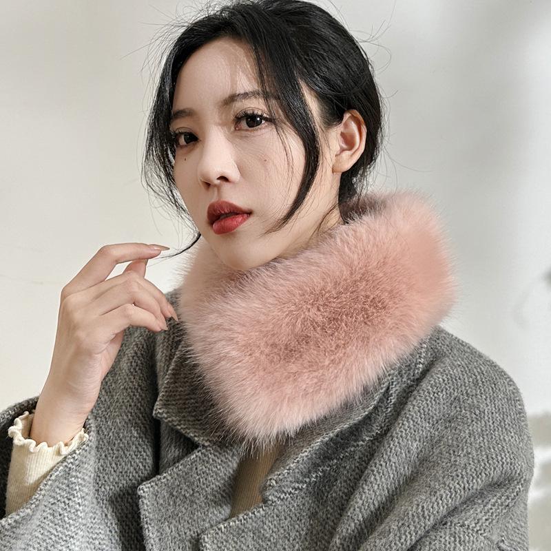 Fox Otter Rabbit Fur Scarf Collar Set: Versatile, Fashionable Magnetic Buckle for Neck Protection and Warmth - Women's Winter Accessory.