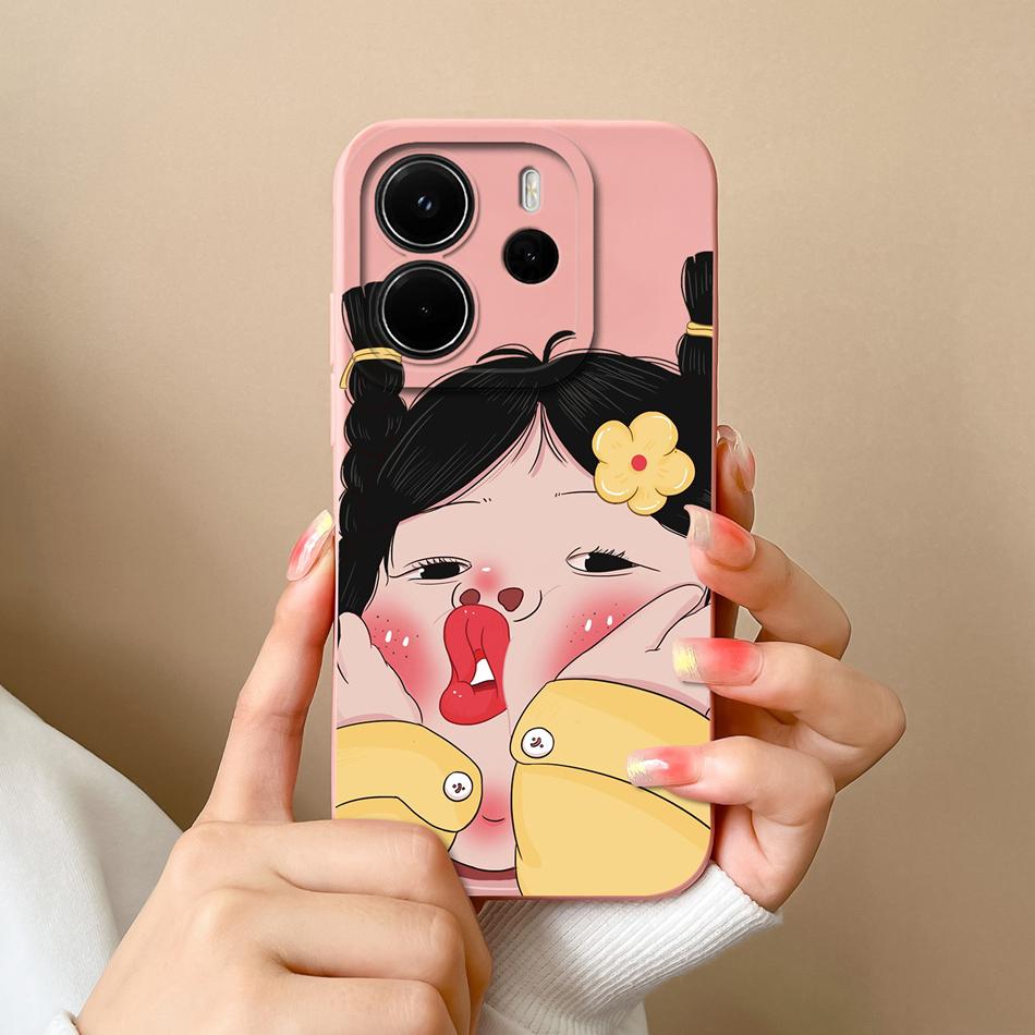 For Redmi Note 14 4G Europe Case Cute Cartoon Full Protection Funda For Redmi Note14 Liquid Silicone Shockproof Back Covers Capa