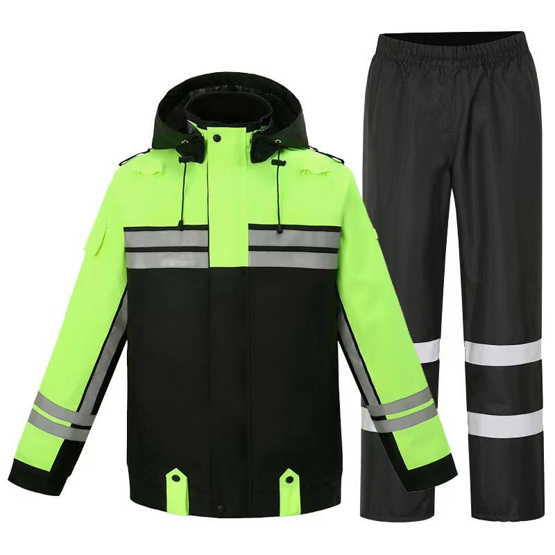 Reflective Raincoat Set for Traffic Duty, Road Administration, and Motorcycle Cycling