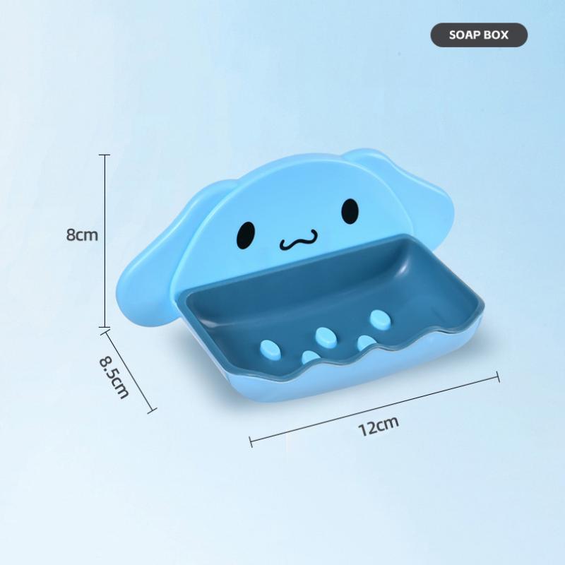 Sanrio Cartoon Whale Shaped Soap Dish Wall Mounted Double Layer Storage Rack For Bathroom Sink Countertop Organization