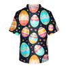 Men's Short Sleeve V-Neck Easter Egg Print Chest Pocket Care Top