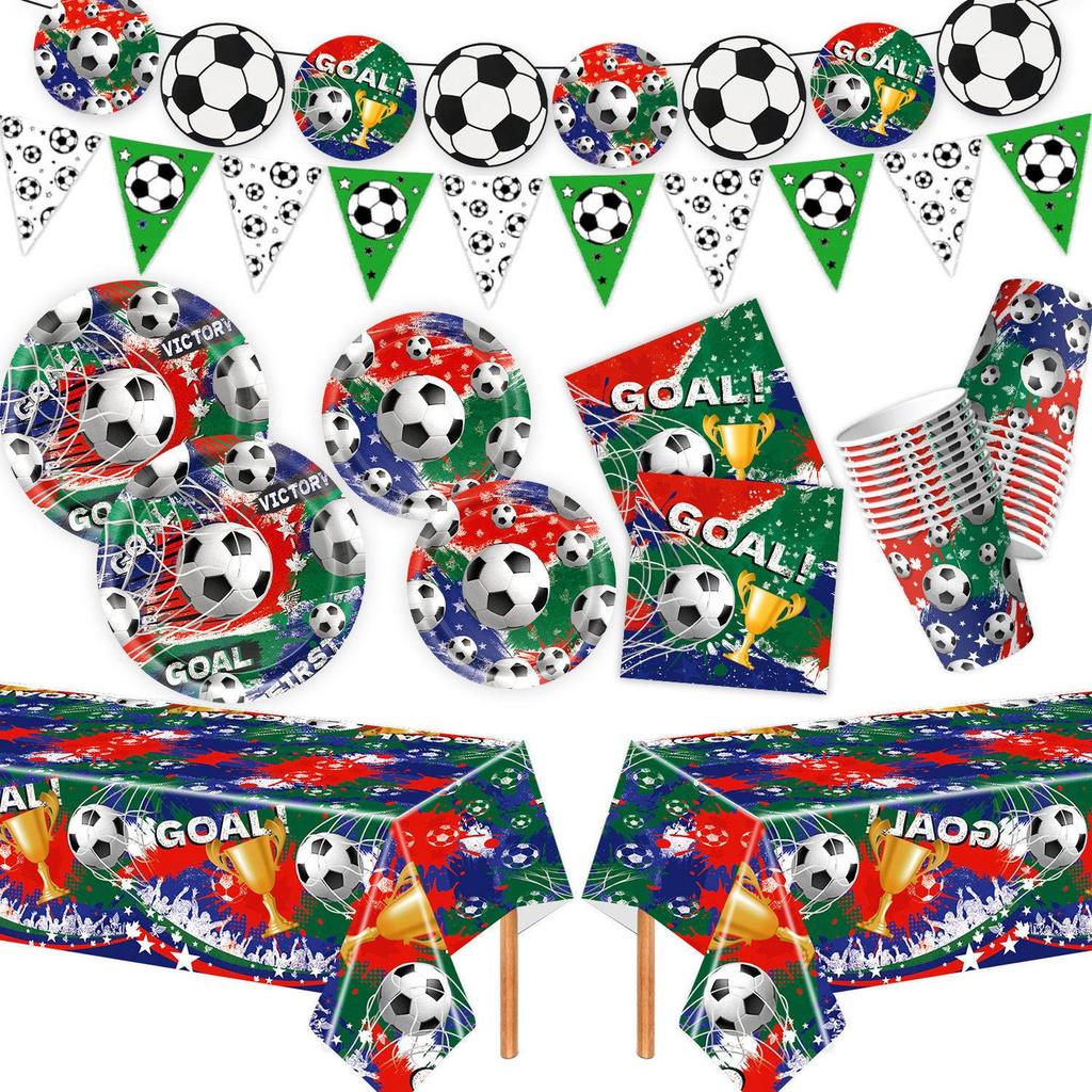 World Cup Football Party Decorations Set: Tableware, Banner, Tablecloth, Napkins
