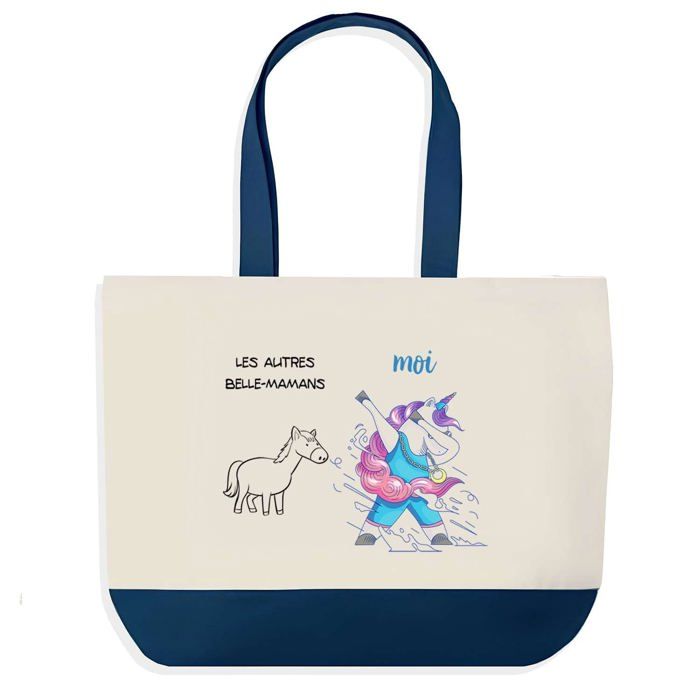 Sac shopping fond bleu Belle-Maman Les Autres vs Moi Mère Belle-Mère Fête des Mères Cadeau | Grand Sac Courses Cabas