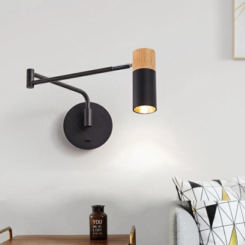 1Pc Modern Living Room Rocking Arm Wall Lamp Bedlamps for Bedroom Hotel Creative Telescopic Foldable Reading Wall Lamps