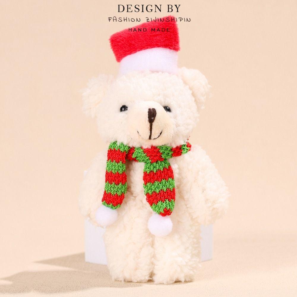 Plush Christmas Plush Bear Bear Scarf Flower Christmas Bear Plush Pendant  Couple