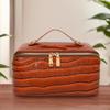 PU Leather Makeup Bag Simple Cosmetic Bag with Handle Makeup Organizer Bag Waterproof Skincare Holder Bag Makeup Storage Bag