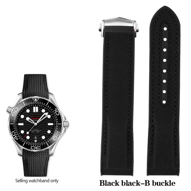 New 20mm 22mm Rubber Silicone Back Blue Watch Strap Nylon Watchband For Omega Seamaster 300 Speedmaster 8900 Planet Ocean Tools