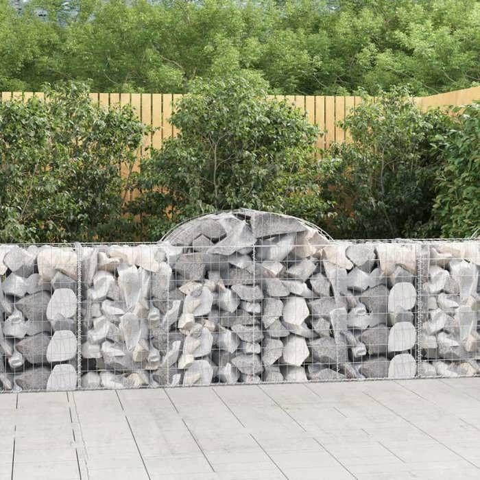 VidaXL Paniers à gabions arqués 3 pcs 200x50x80/100 cm Fer galvanisé, gabion, cage de gabion, panier de mur de gabion, mur 3146300