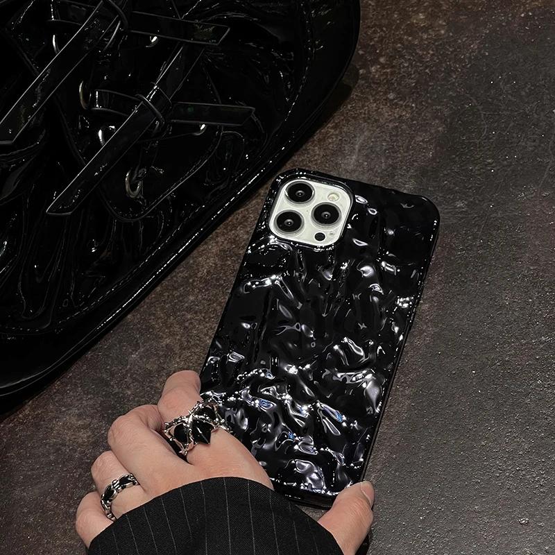 Black tin paper pattern Phone Case for iphone 17 16 15 14 13 11 12 Pro Max X XS Max XR 8p 7p Shockproof Soft Cover