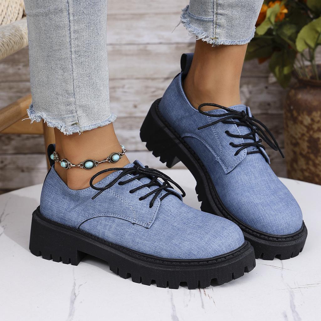 Retro Thick-Soled One-Pedal Loafers Women'S Small Leather Shoes Round Head Thick Heel Single Shoes Large Size Women'S Shoes