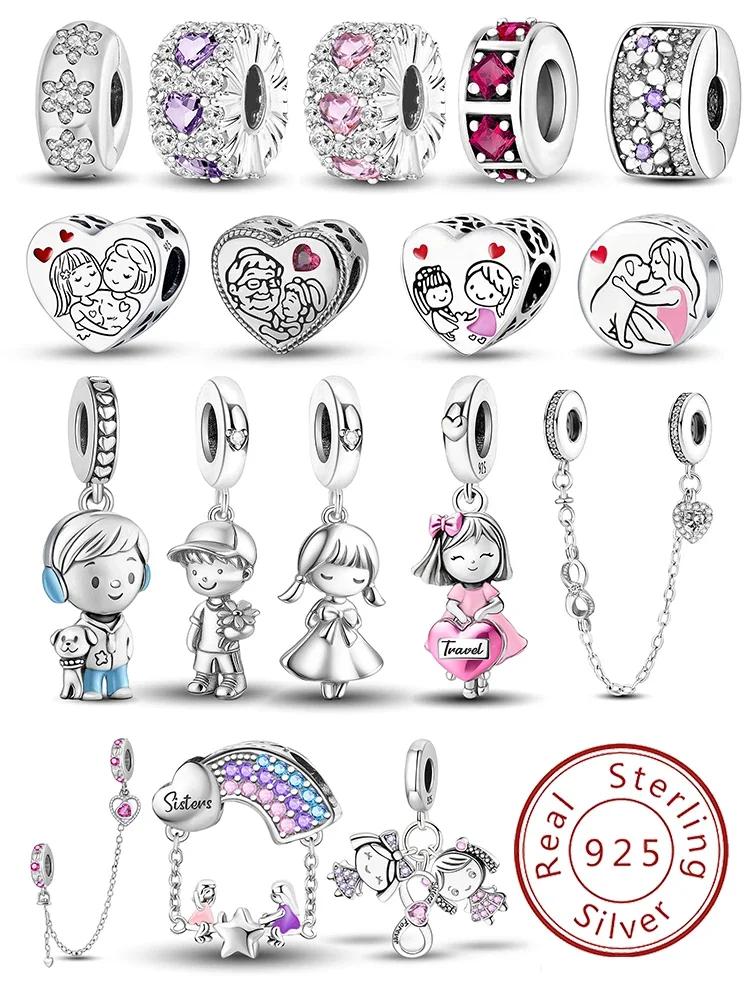 Copper Cute Love Heart Boy Pink Girl Charms Beads Fit Diy Bracelet Bangle Making Gift Of High Quality Jewelry