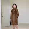 Autumn and winter fur coat women's mid-length imitation mink coat mink fleece plus size women's stand-up collar slim jacket