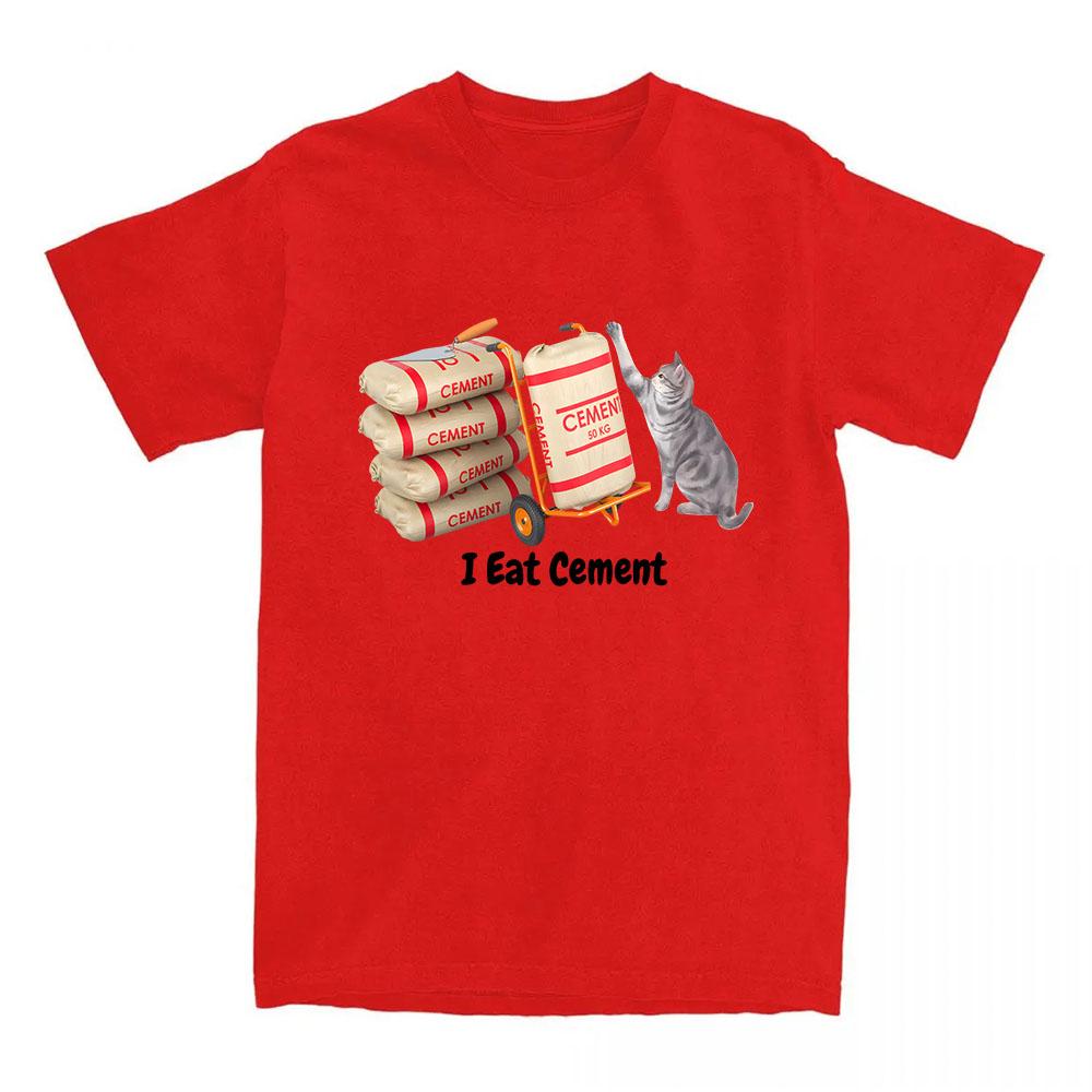 Cartoon Cat Graphic T-shirt I Eat Cement Letter Printing Tshirts Short Sleeve Casual Female T Shirt Unisex Streetwear Loose Tees