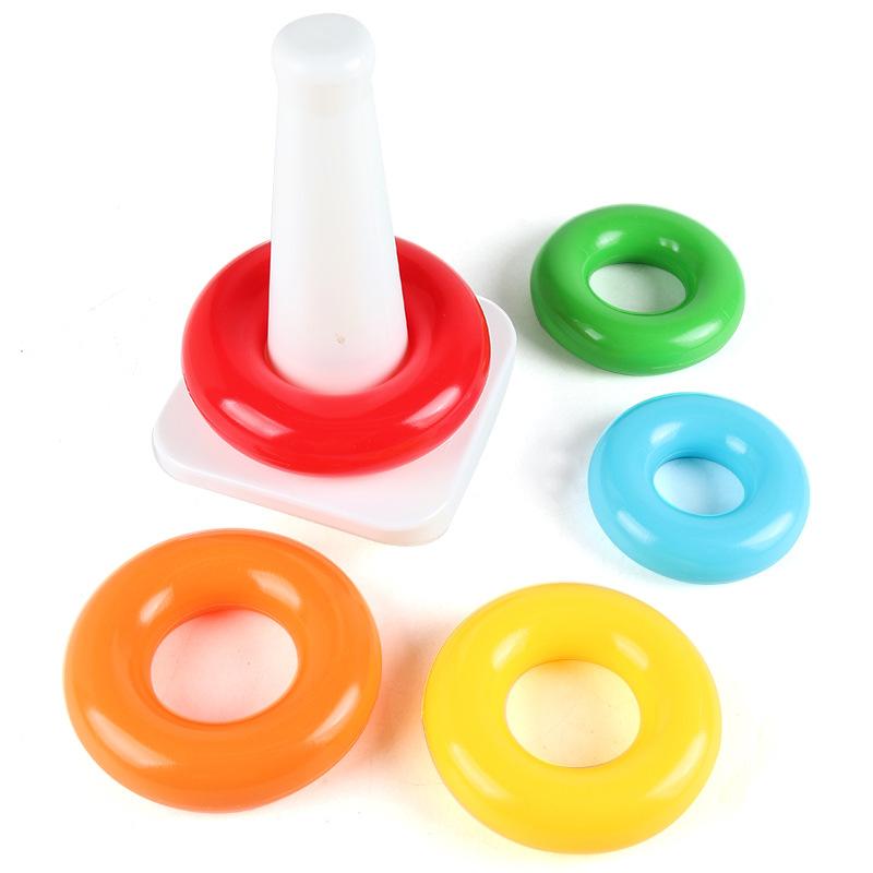 Infant and Toddler Early Childhood Education Puzzle Rainbow Tower Stacking Fun Spinning Stacking Ring Toy Gift