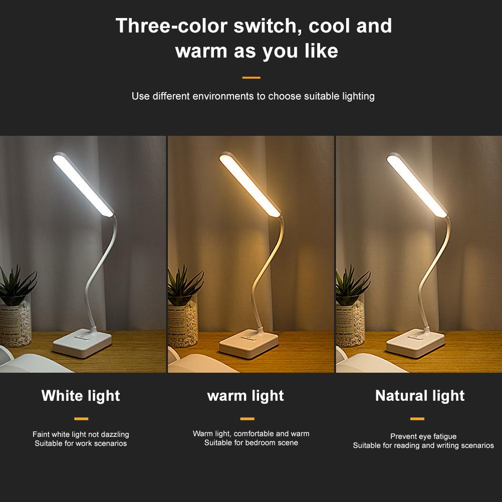 Eye Protection LED Desk Lamp USB Charging Bedside Table Desk Lamp with Mobile Phone Holder Three Color Switchable Eye